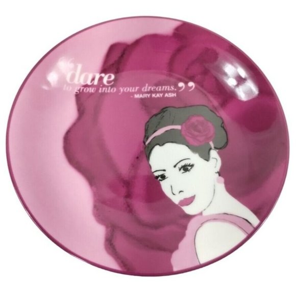 Mary Kay Ash Dare to Grow Quote Pink Porcelain Ceramic Coffee Mug and Plate Set - Picture 5 of 8